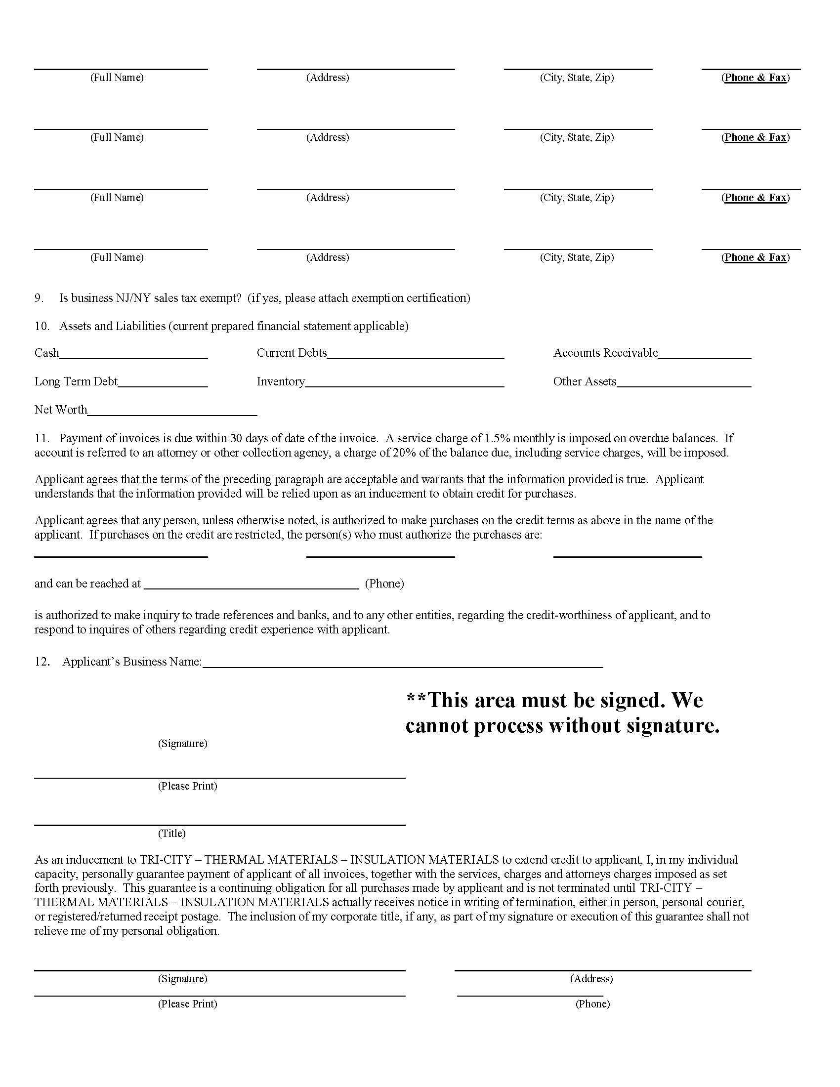 Credit Application Page 2